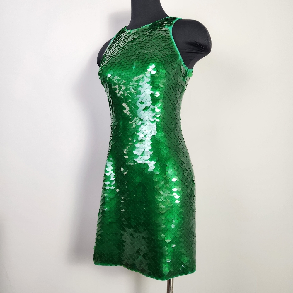 & OTHER STORIES Green Pailette Mini Dress